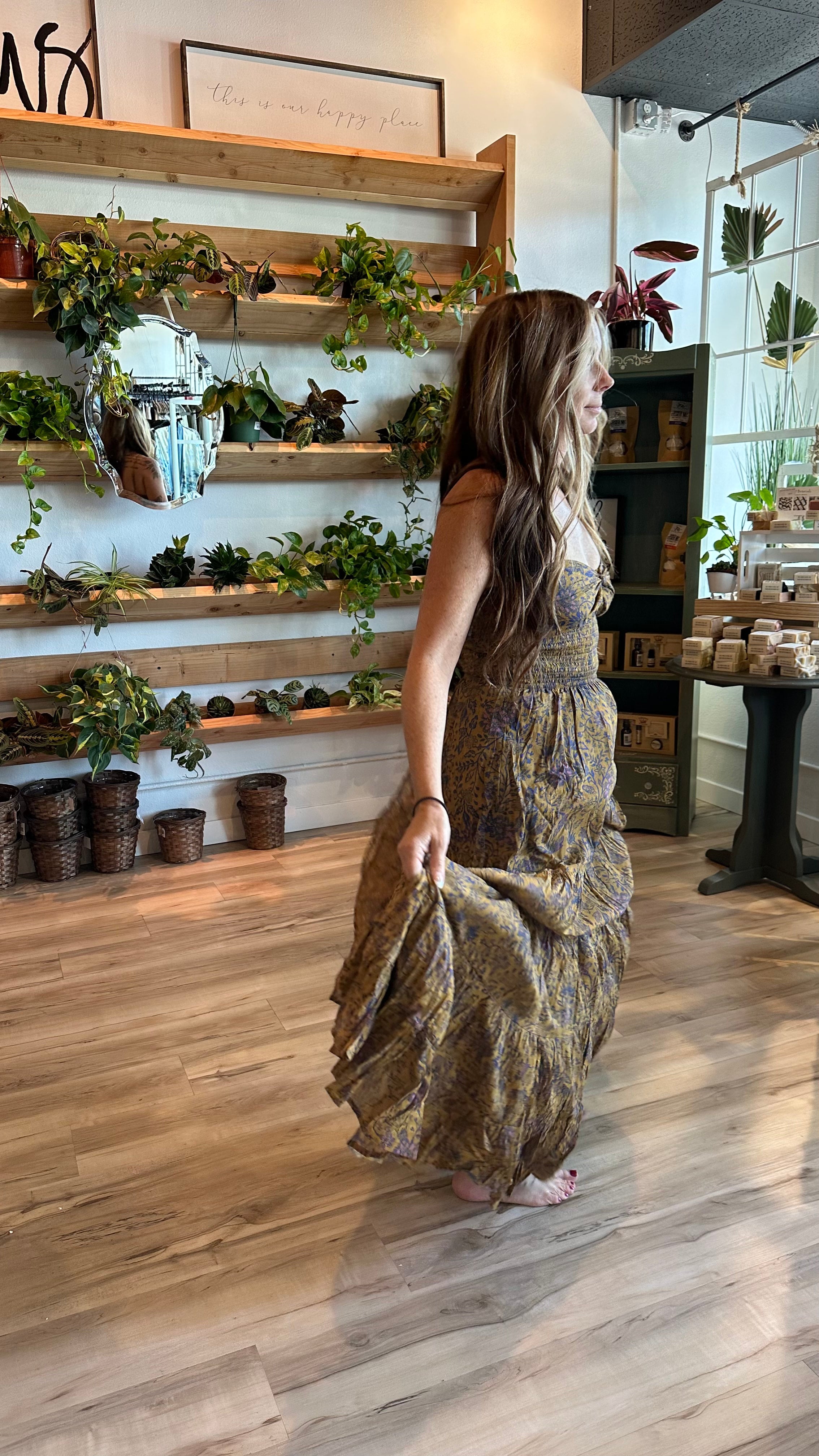 Free People Sundrenched Printed Maxi Dusty Olive Combo Women s Clothing